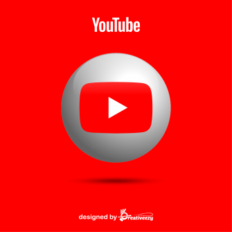3d Youtube play button icon with red background design
