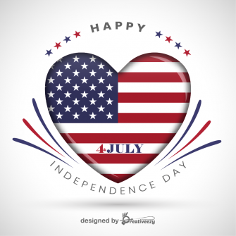 Heart USA flag happy Independence day festival Background