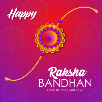 Creative Hand Lettering Text Raksha Bandhan with Beautiful Rakhi Design on Traditional Back