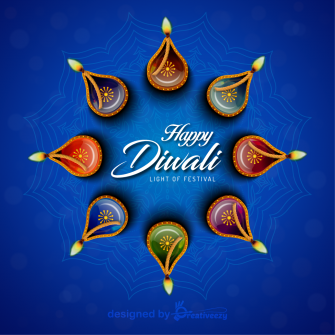 Happy diwali greeting card design festival wishes with diya post banner