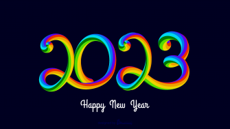 Happy New Year 2023, Creative Letters Greeting and Colorful 2023 New Year