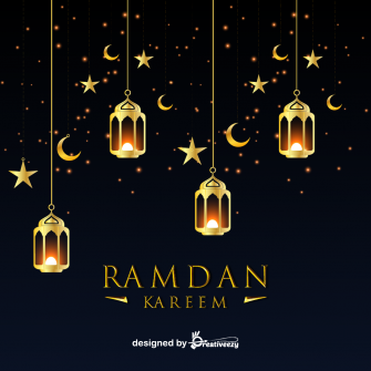 Ramadan Kareem shinning greeting design with dark background