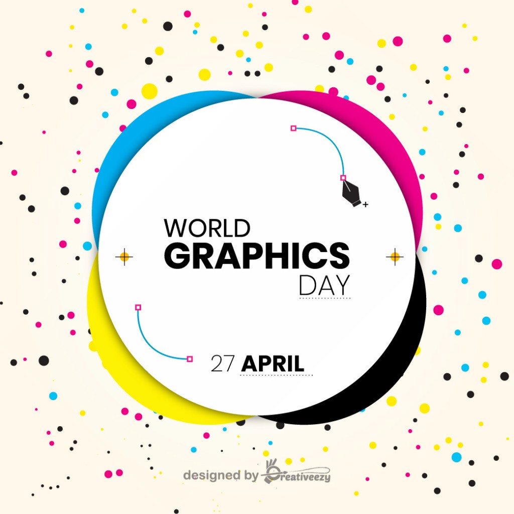 World Graphic Days wishes cmyk dots on beige background