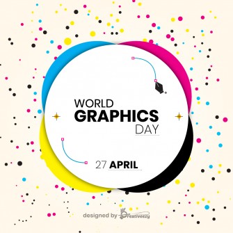 World Graphic Days wishes cmyk dots on beige background
