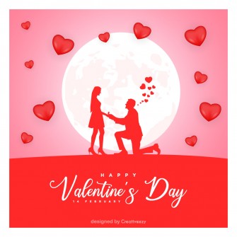 Valentines day design with romantic couples and moon vector design