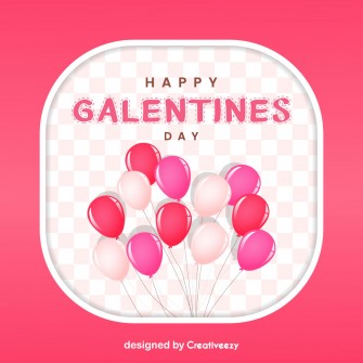 Galentines day colorful balloons pink white vector design