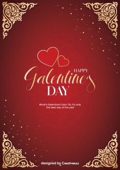 Glittery Red Golden Galentine's Day Card Design vector design