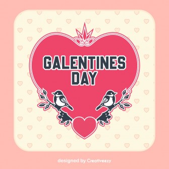 Happy Galentine’s Day wishes with Lovely Birds and Hearts vector