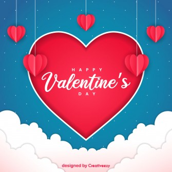 Captivating Valentine's Day Background Red Heart, Clouds, and Sweet Wishes