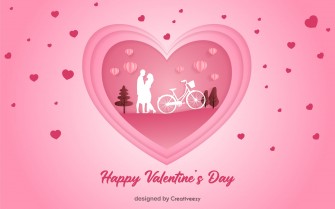 Happy valentines wishes pink paper effect heart vector design