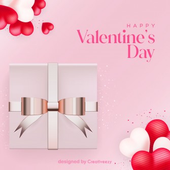 Valentine's Day wishes with Gift and Hearts free vectors