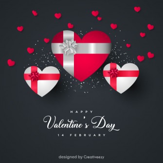 Elegant Black Valentine's Day Card with Cascading Red Hearts