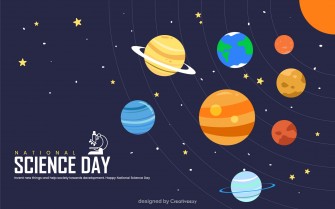 Cartoon Illustration of the Solar System Celebrating National Science Day