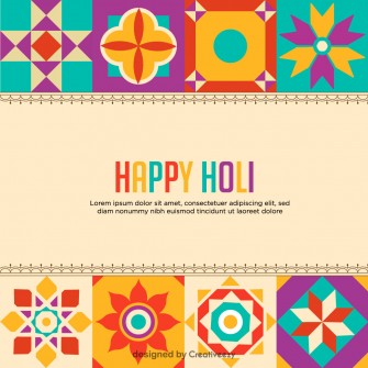 Festive Holi Wishes Colorful Patterns, 'Happy Holi!' Greetings