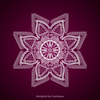 Purple Background with White Mandala Intricate Geometric Design