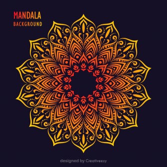 Hand-Drawn Mandala Vector Design with Simple Islamic Patterns on Dark Background 